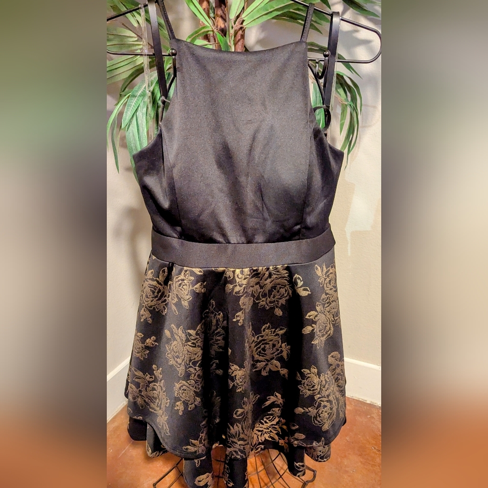 Trixxi Black And Gold Party Dress